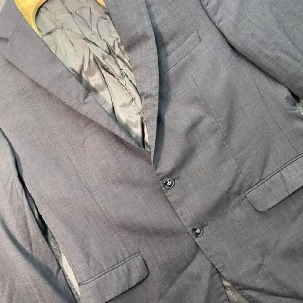Calvin‎ Klein Men's Gray Wool Blazer Sport Coat Suit Jacket Business 44R